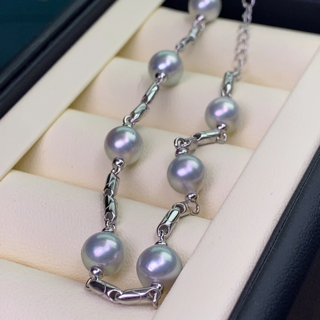 银S925镶嵌手绳海水珍珠