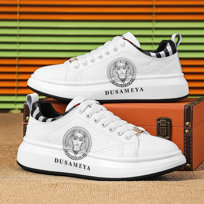 DUSAMEYA新款奢品男鞋潮鞋百搭轻奢休闲厚底增高鞋软底软面6698