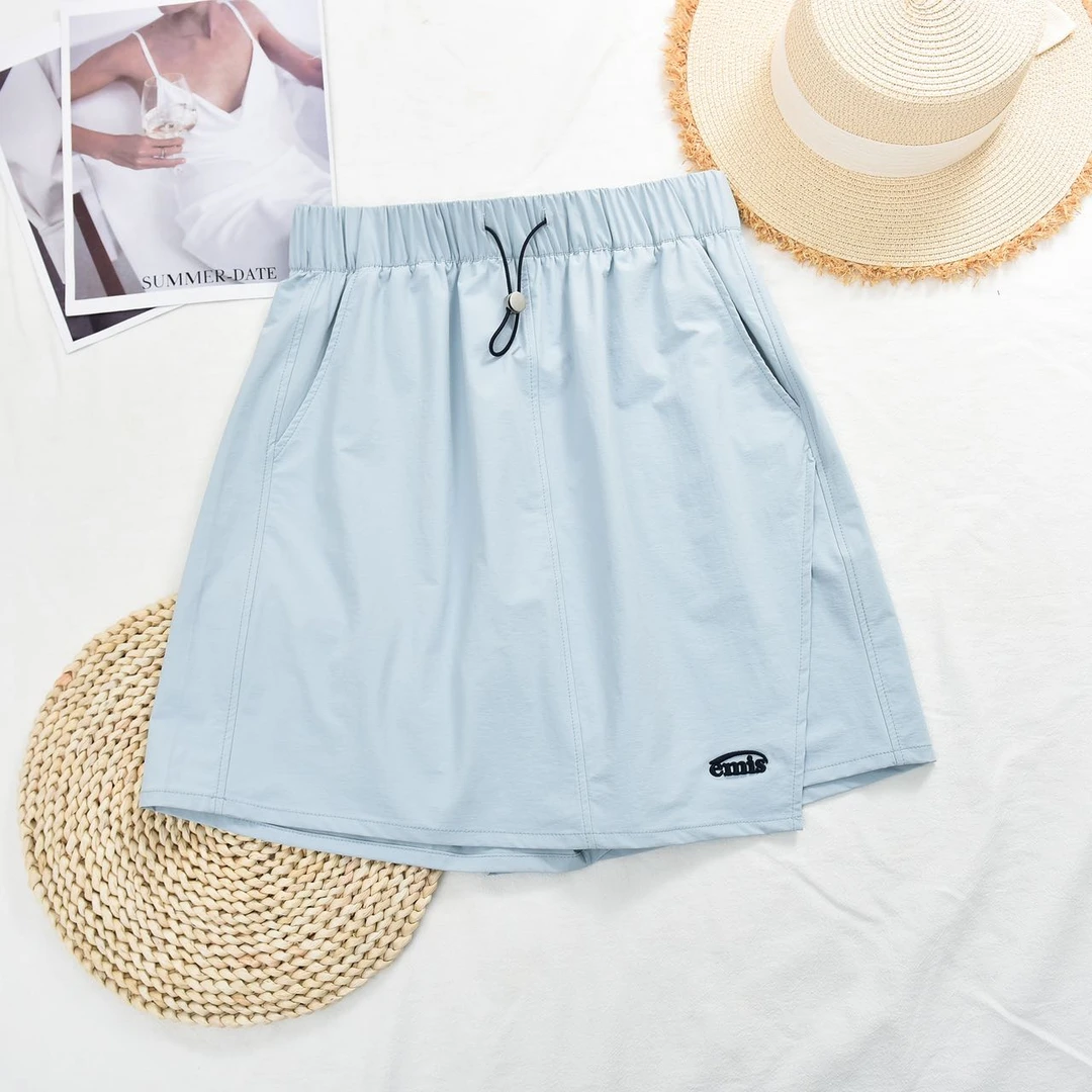 【1329】夏季新款韩系奶皮子半身裤裙字母刺绣女时尚百搭