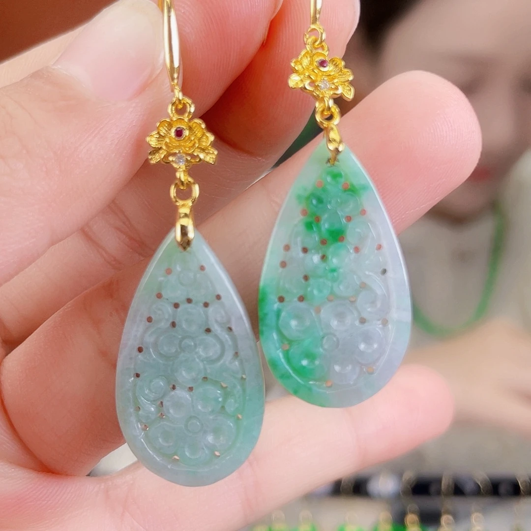 翡翠未镶嵌耳饰饰品