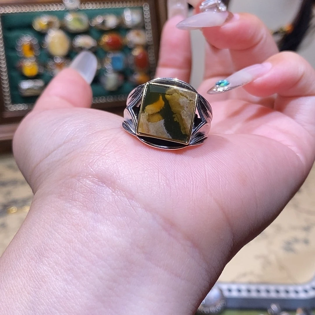 琥珀银S925镶嵌戒指w****.戒指