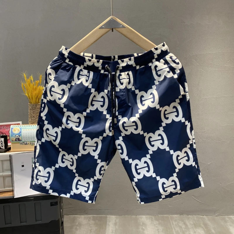 潮牌轻奢复古格子五分短裤男士2025夏季新款薄款速干时尚修身短裤