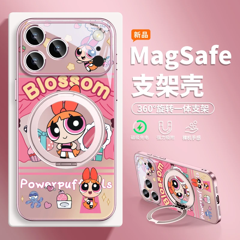 飞天小女警适用苹果17pro手机壳华为pura80/mate70磁吸支架小米15