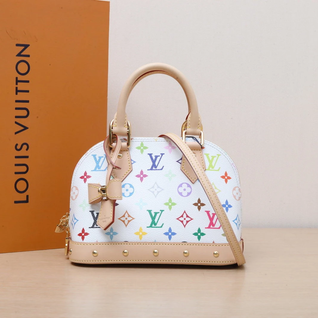 未使用 LouisVuitton/路易威登 小花柳 ALMA 贝壳包 BB 白三彩