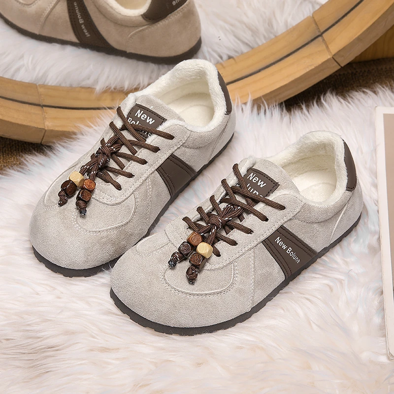 德训女2025加绒冬季秋冬软底阿甘平底休闲女鞋