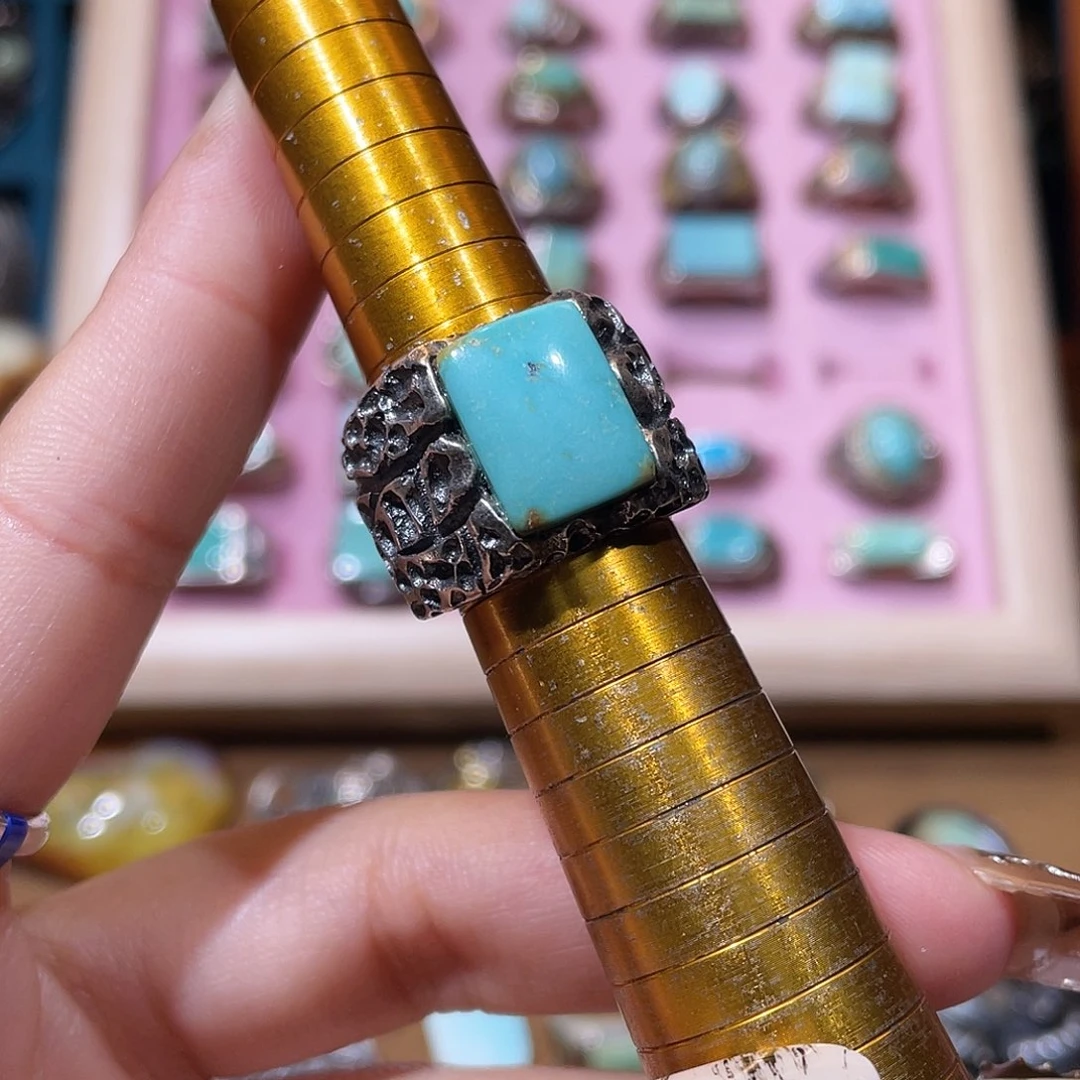 T***k绿松石银S925镶嵌戒指