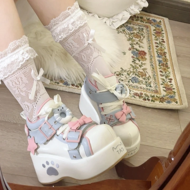 萌卡酱Lolita原创正品甜甜熊厚底鞋学生运动鞋洛丽塔鞋子棉鞋秋冬