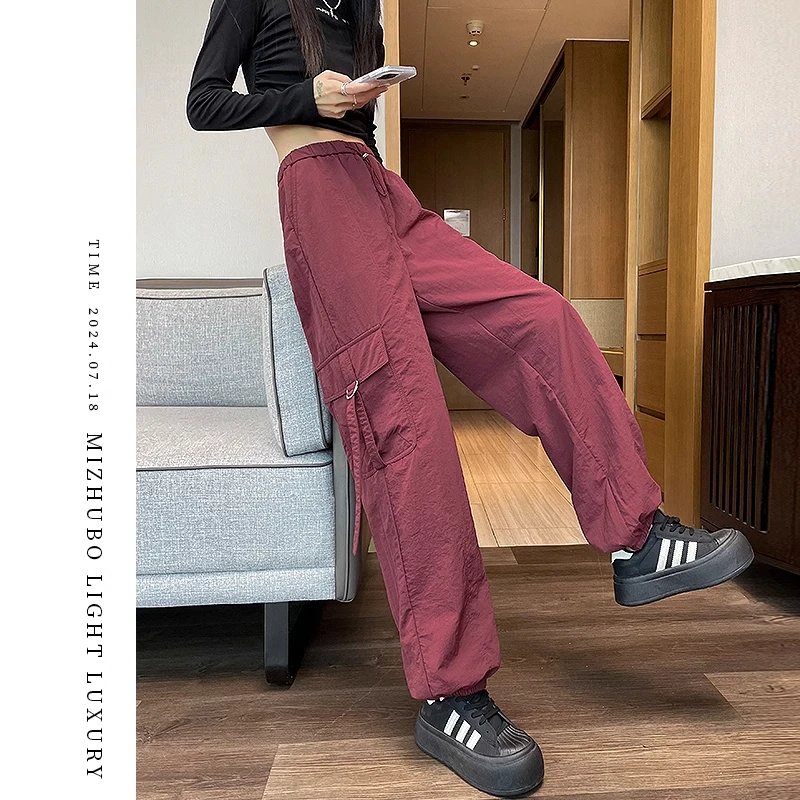 美式速干工装裤女夏季薄款2025新款超火酷飒风超好看冰丝运动裤子