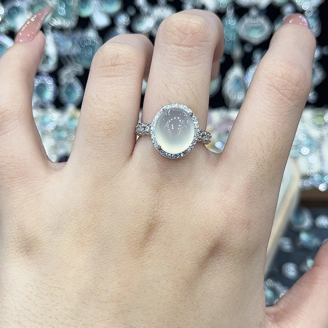 岫玉银S925镶嵌戒指