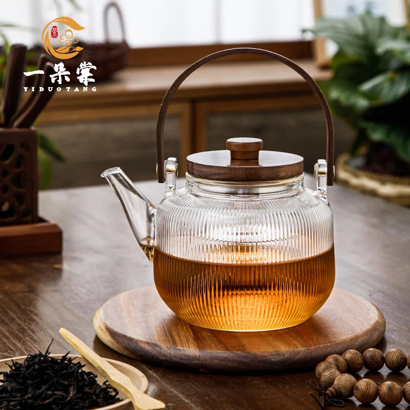 竖纹提梁壶耐热耐高纯手工温茶具烧水壶家用煮水电陶炉茶器蒸茶