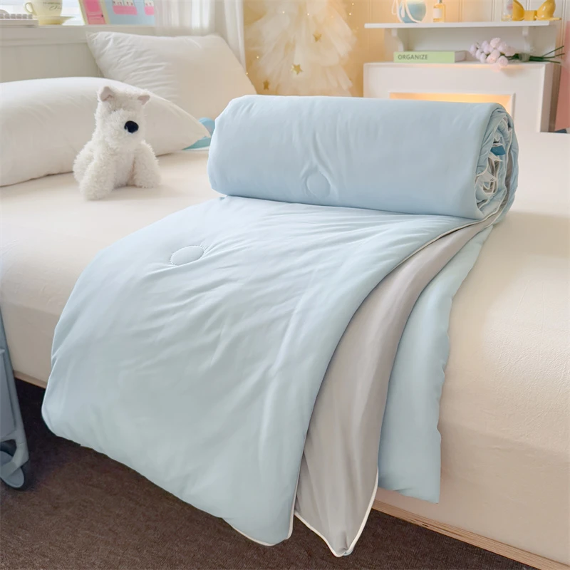 夏凉被夏天用薄被子冰丝午睡空调被简约纯色学生单人凉感丝可机洗