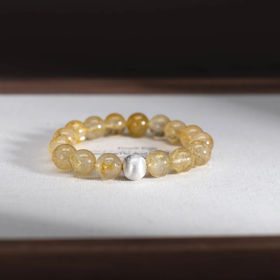 天然桂花托帕石S925银水晶手串送妈妈送女友