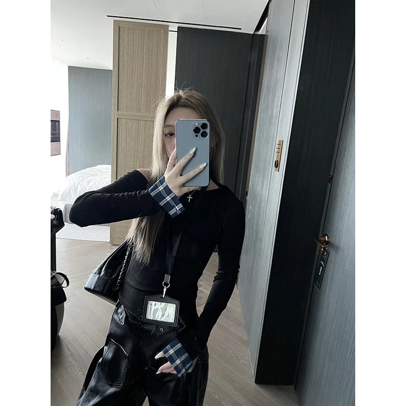 officeSerin  黑色纽结领口拼接打底 cheei的福利价