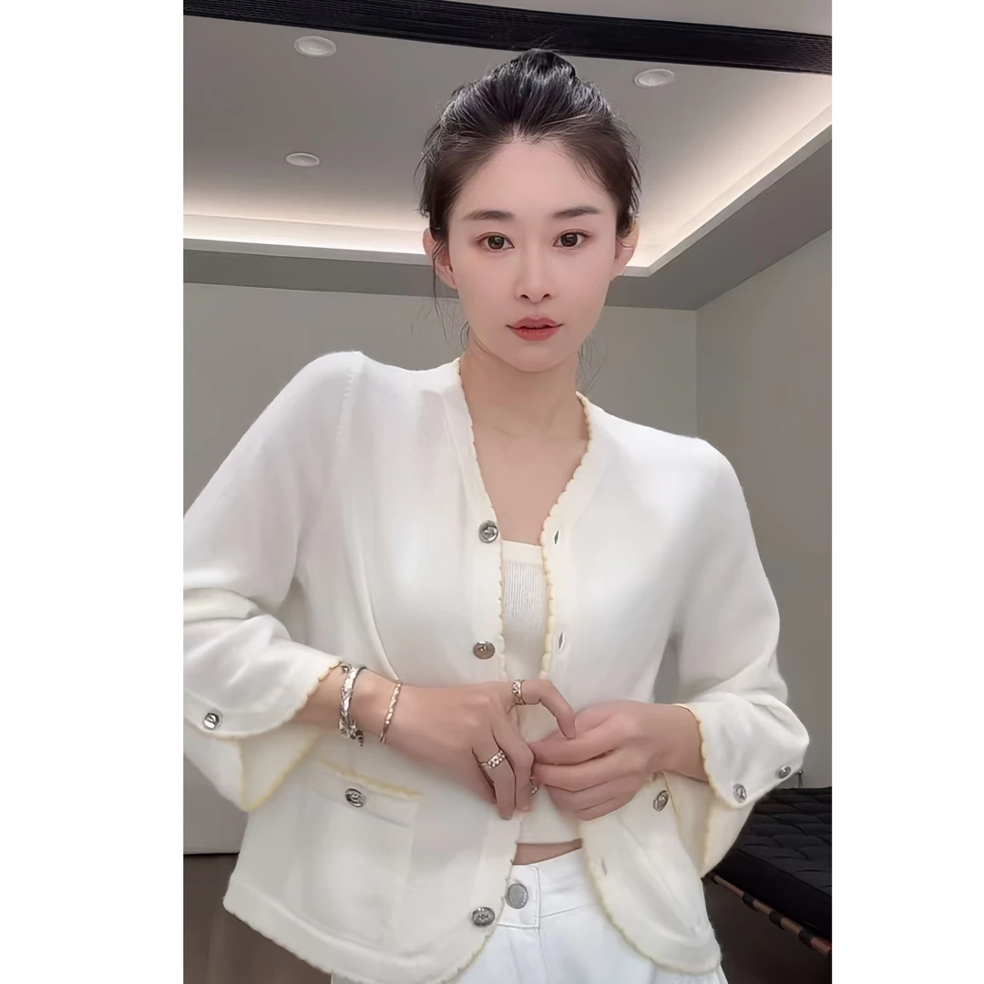 【RUNAWAY】7分袖花边羊绒开衫