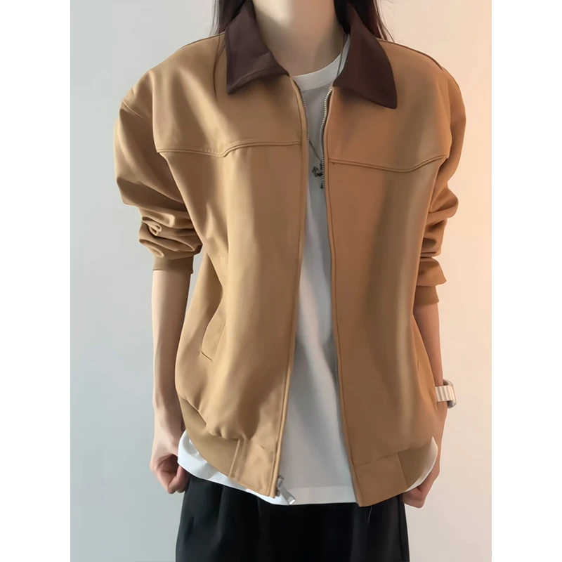 cleanfit美式复古巴恩风翻领夹克外套男款秋冬短款帆布棒球服上衣