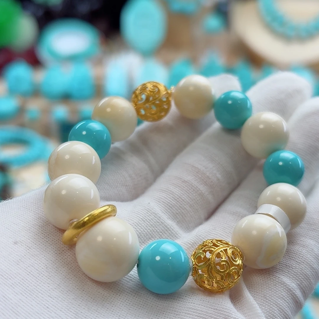 绿松石18K金镶嵌珠宝奇石