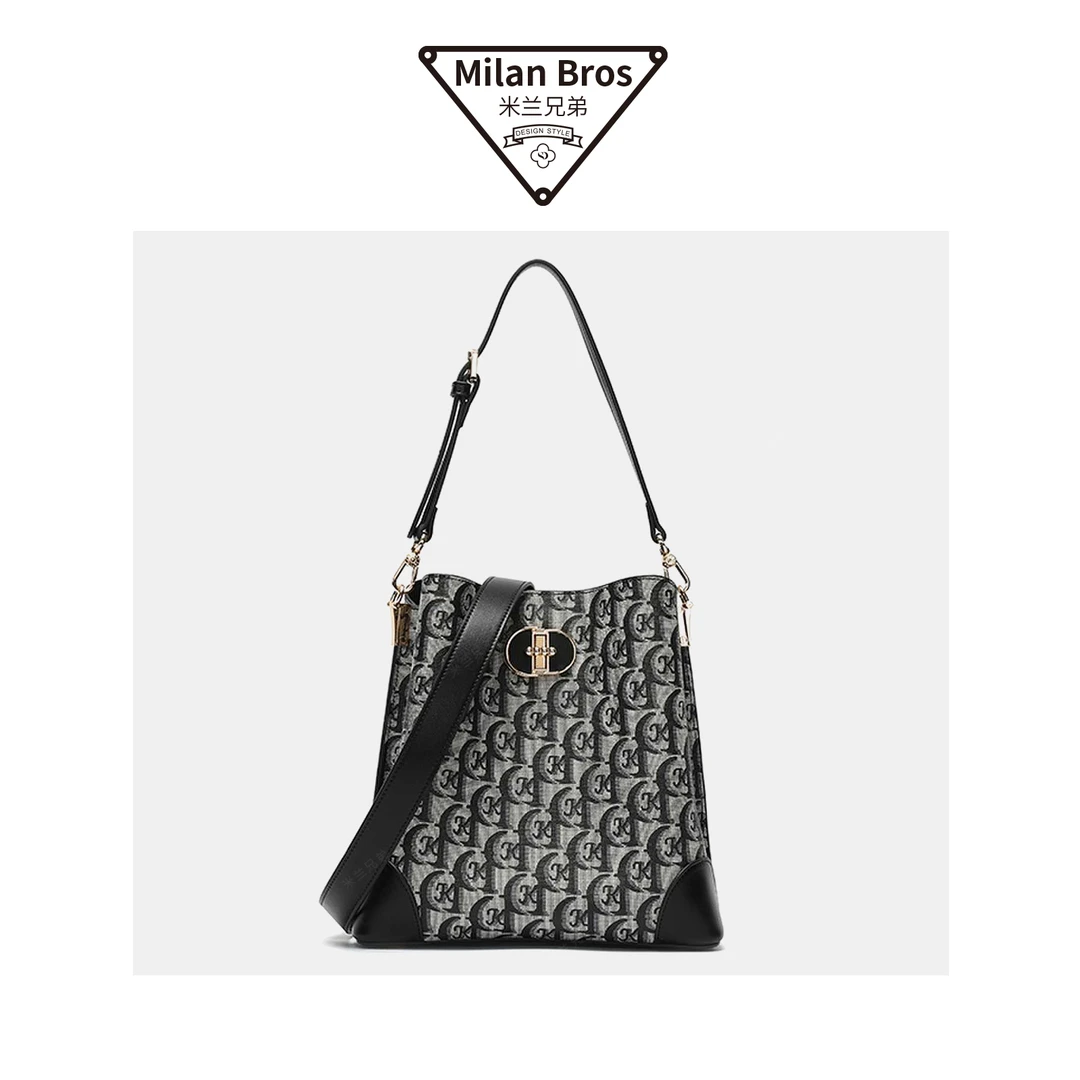 【米兰兄弟】夏季上新小众复古时尚提花单肩斜挎水桶包