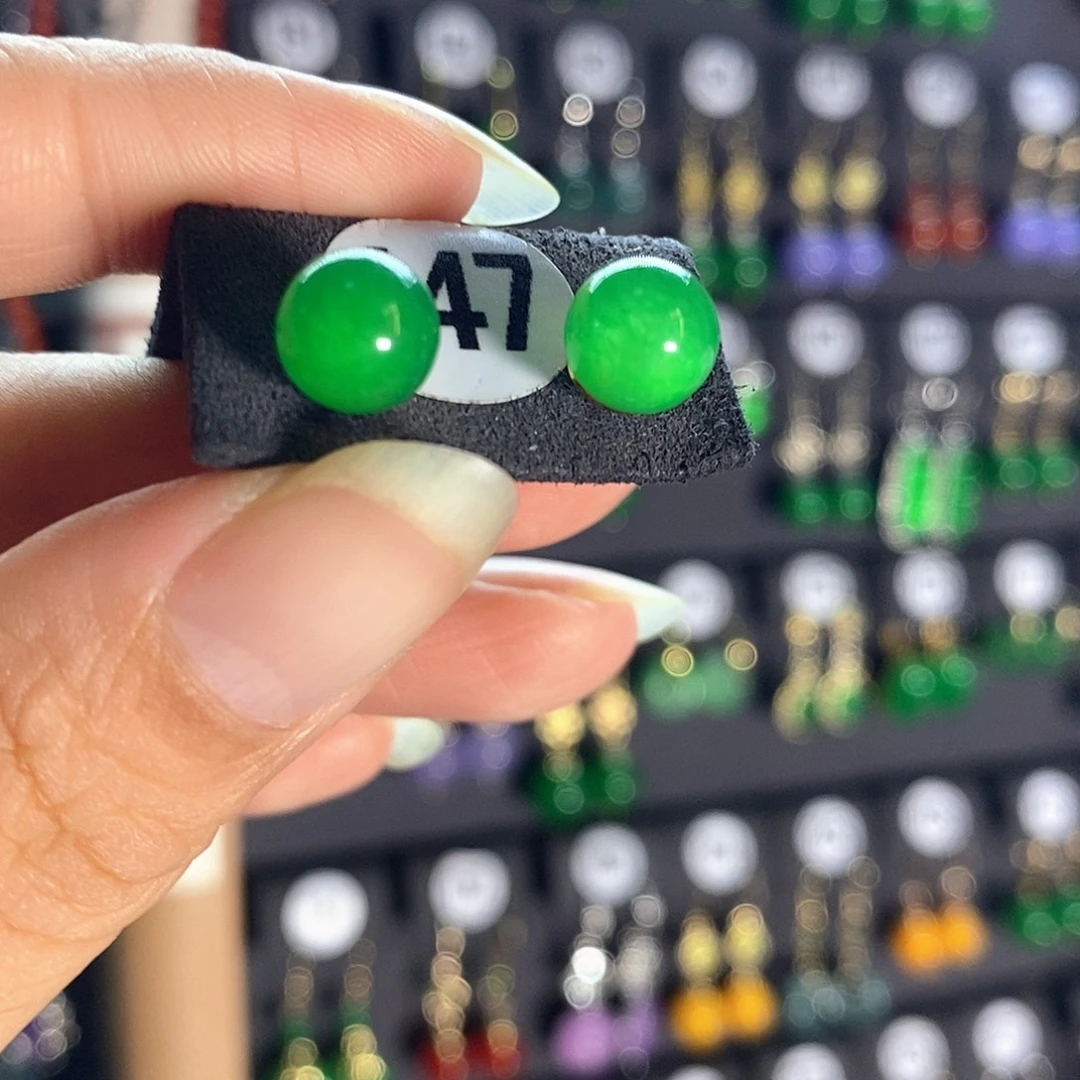 银S925镶嵌翡翠耳饰147