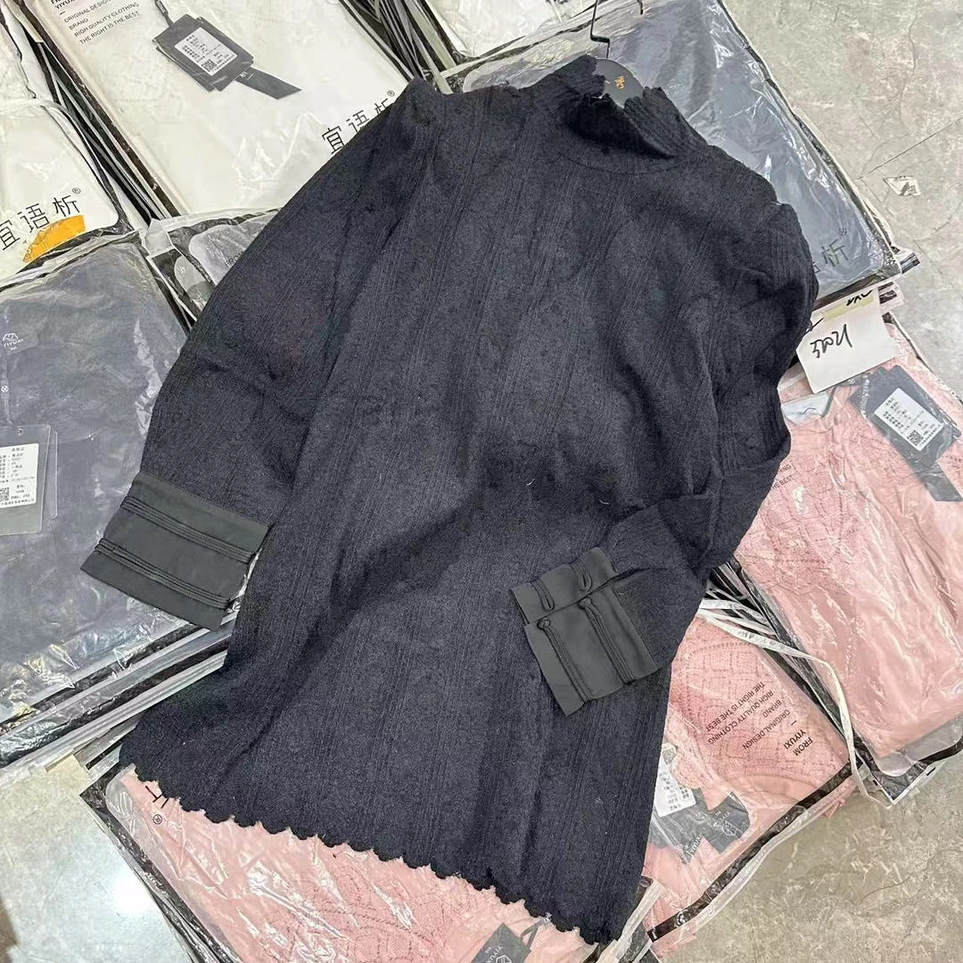 宜语析春季款大码女装简约版长袖T蕾丝上衣 31033