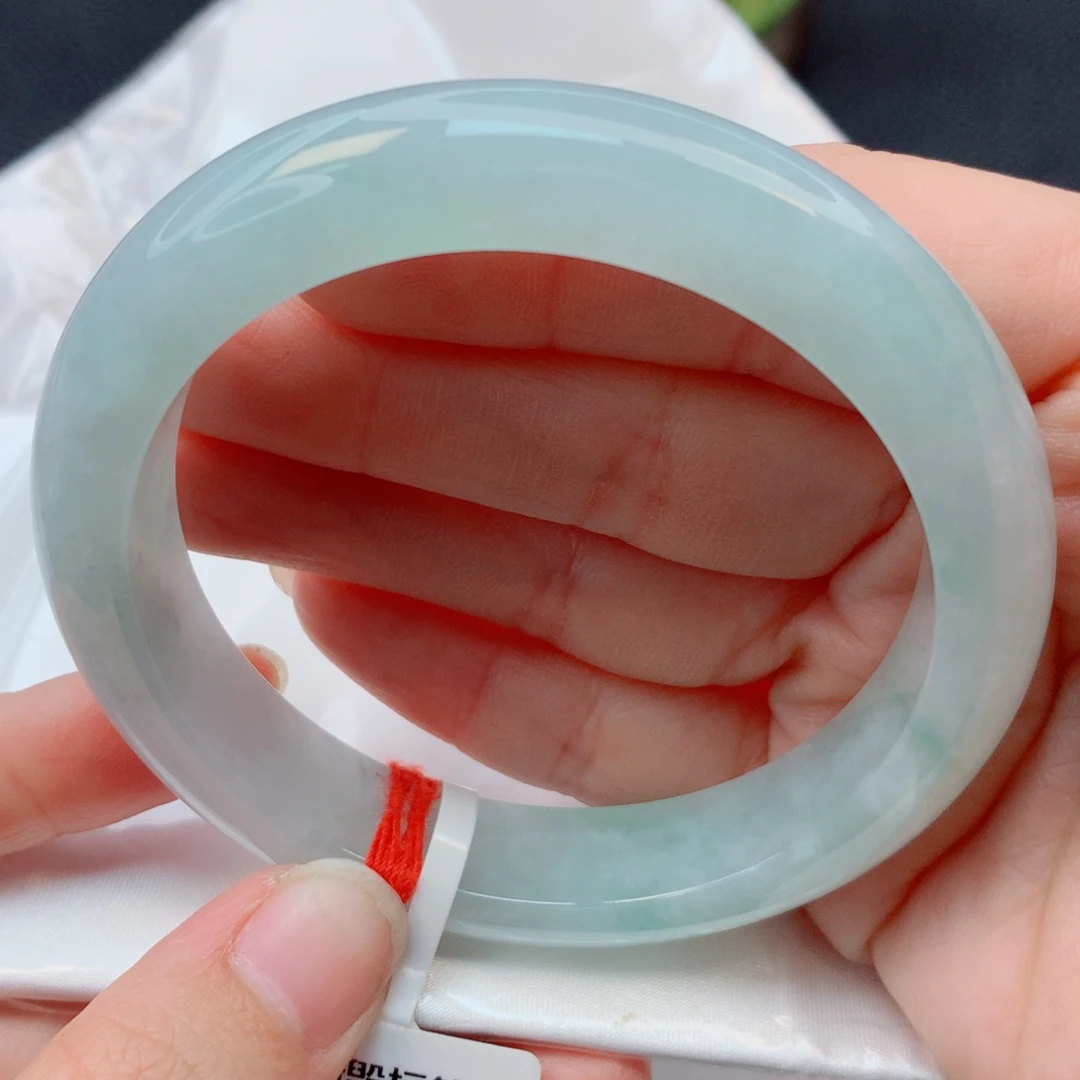 翡翠未镶嵌手镯56-57胶润晴绿