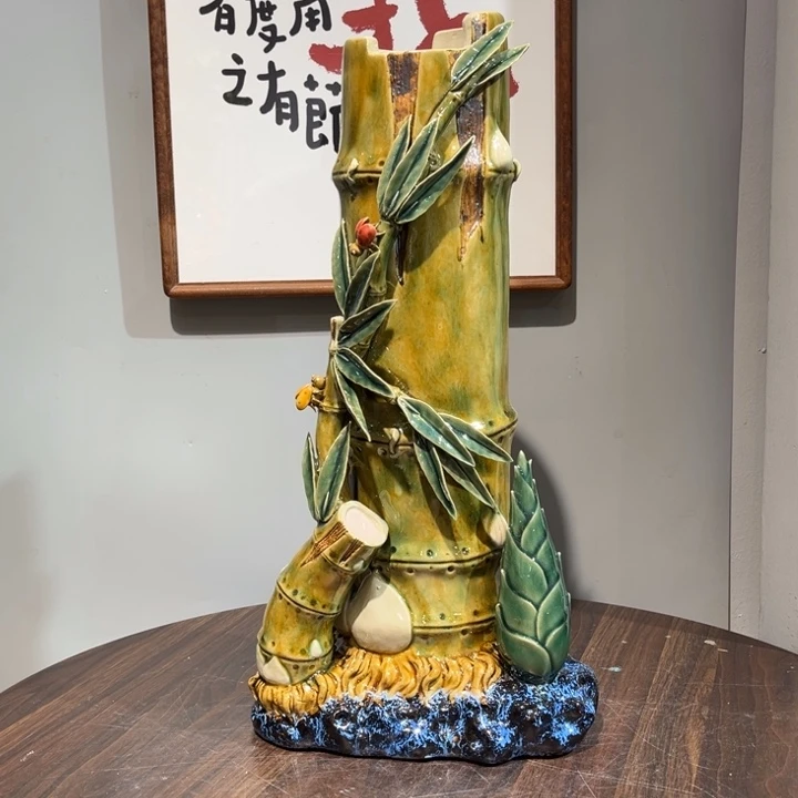 d***c陶瓷竹报平安花瓶石湾陶