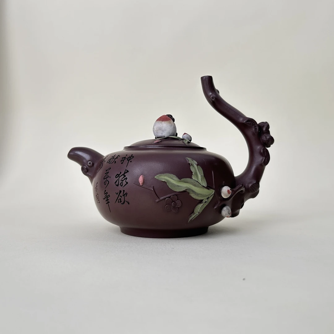 宜兴手工紫砂陶 方开明茶壶GS3626-1