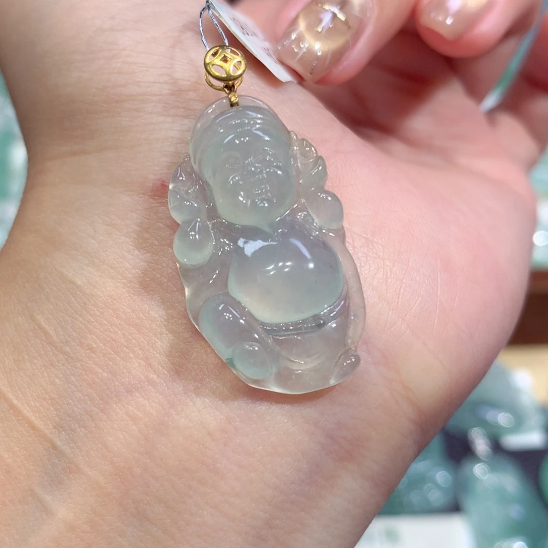 吊坠(不含链)18K金镶嵌翡翠