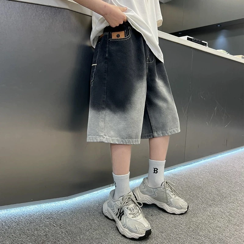 柳柳定制2025夏季新品LJ2509儿童贴标渐变牛仔短裤中大童韩版童装