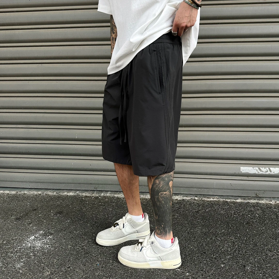 【UNAPS】夏季160D登山布透气短裤男女松紧腰运动直筒弹力五分裤子