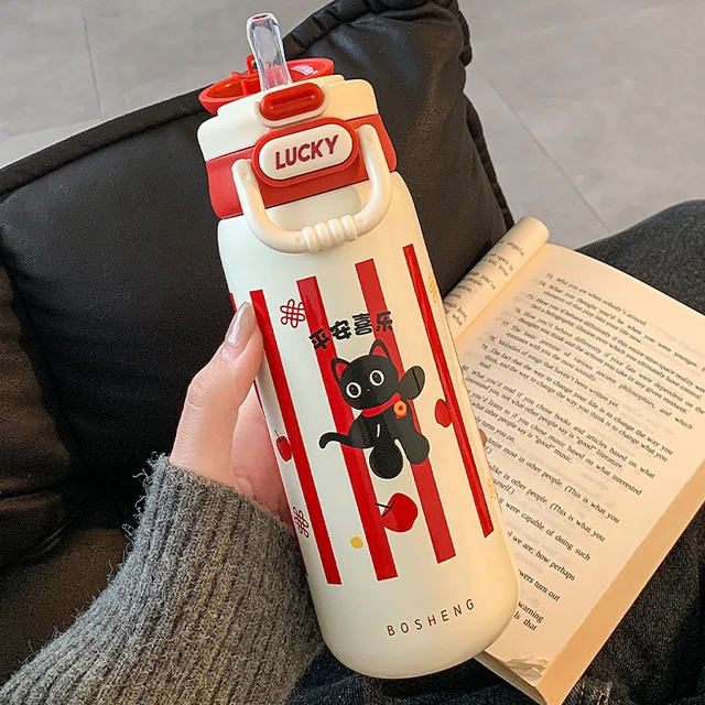 保温杯女生吸管双饮水杯女2025新款高颜值便携学生316不锈钢杯子