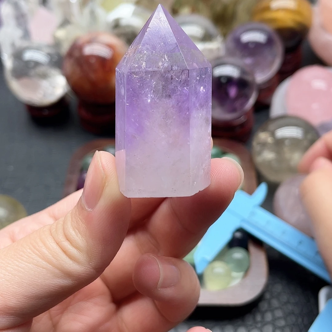 珠宝半成品未镶嵌水晶27紫水晶柱子4.7cm