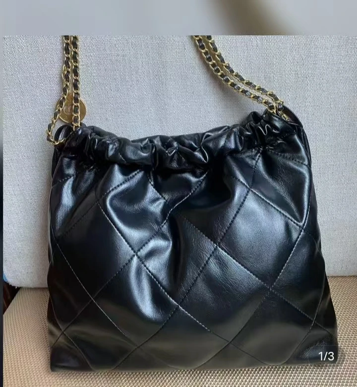 【Z#035】褶皱单肩包菱格链条包水桶包单肩编织托特包欧美风