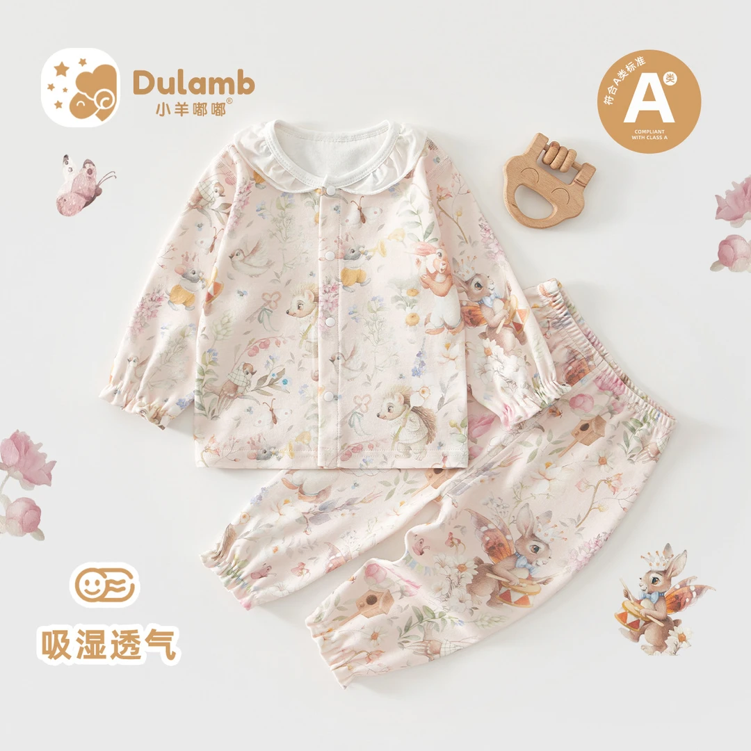 婴儿睡衣春秋长袖套装家居服分体内衣空调服女宝宝-312