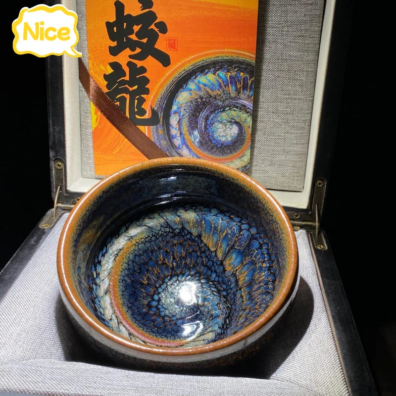工厂直供连志华新款蛟龙青龙名师建盏茶杯茶碗茶主人杯精美礼盒装
