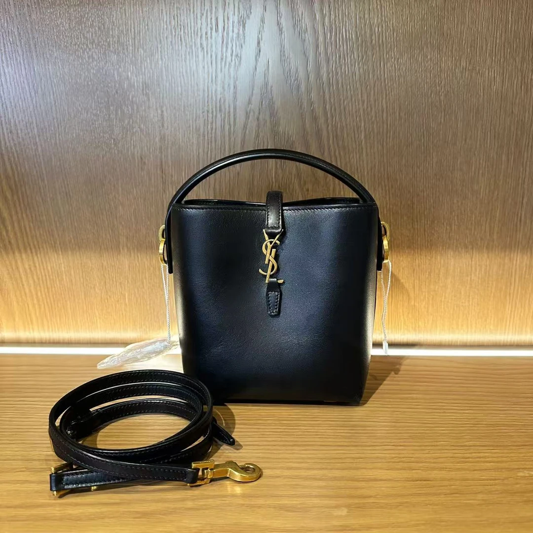 99新 YSL/圣罗兰 飞小雨Fisoy/ 黑金水桶mini斜挎包