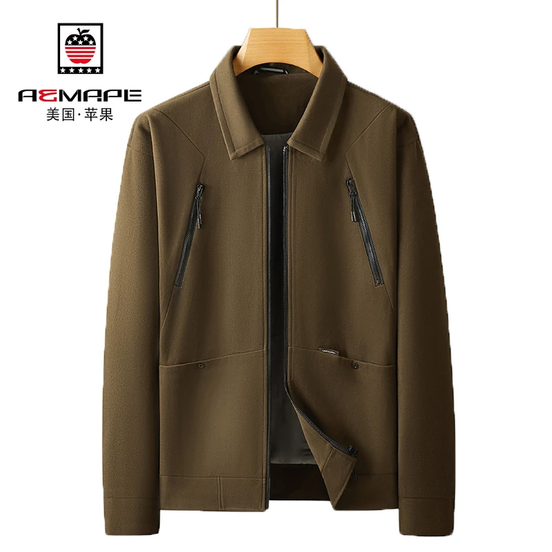 美国苹果男休闲大码翻领夹克春秋胖子加肥加大号上衣肥佬宽松外套