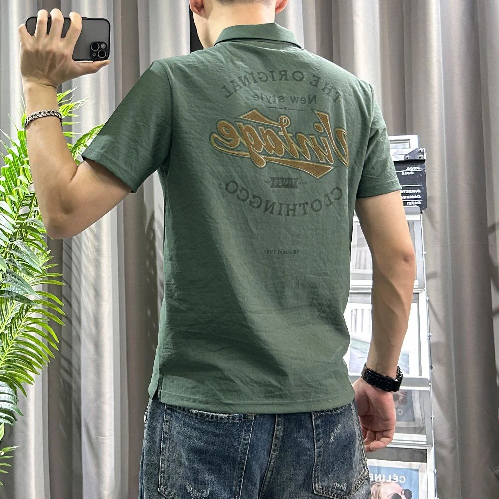 印花短袖polo衫男2025夏季新款青年修身休闲百搭薄款翻领T恤半袖