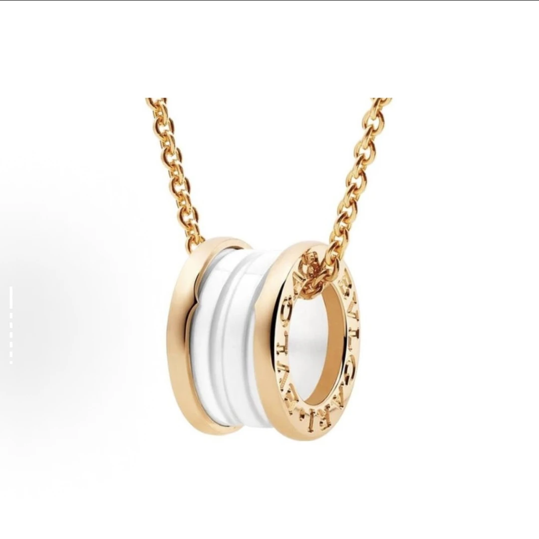 99新 BVLGARI/宝格丽 B.ZERO1系列 字母徽标 18K玫瑰金 陶瓷 项链