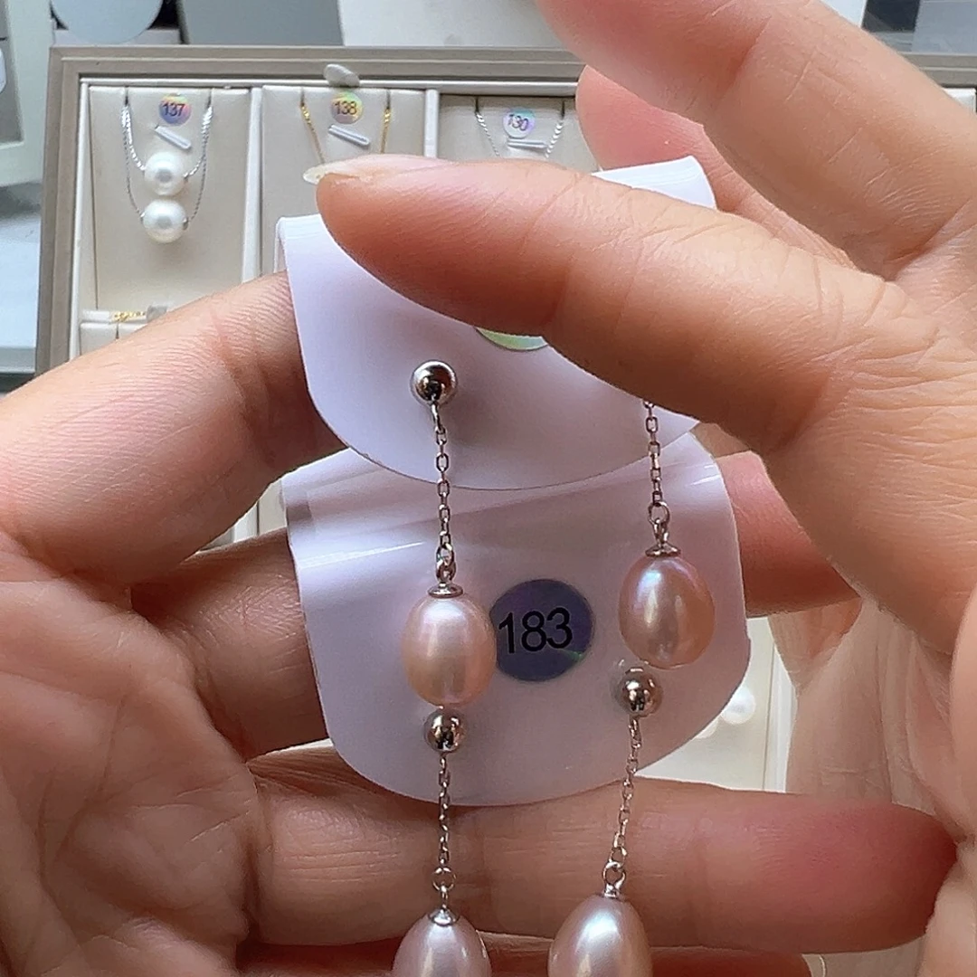银S925镶嵌淡水珍珠耳饰
