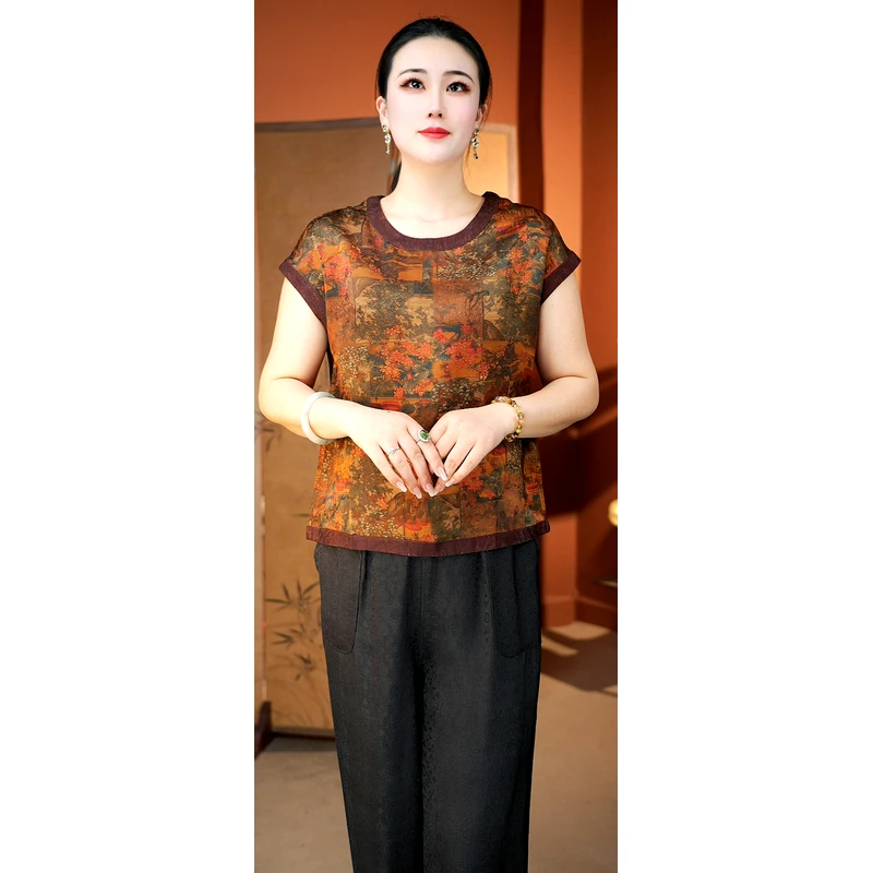 （盛唐）2025新款气质新款夏季短袖上衣
