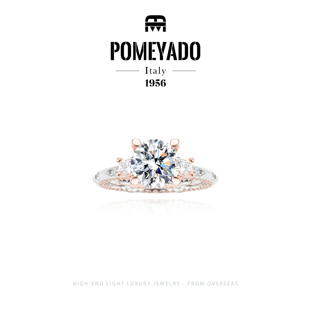 925银莫桑石戒指 2克拉【鎏金星遇】Pomeyado设计师款轻奢戒指F0020