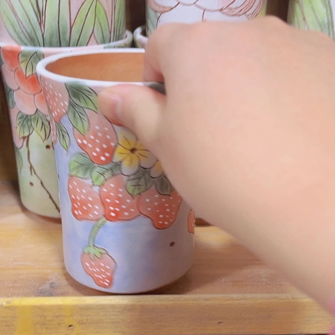 花盆景德镇多肉手绘花盆瑕疵