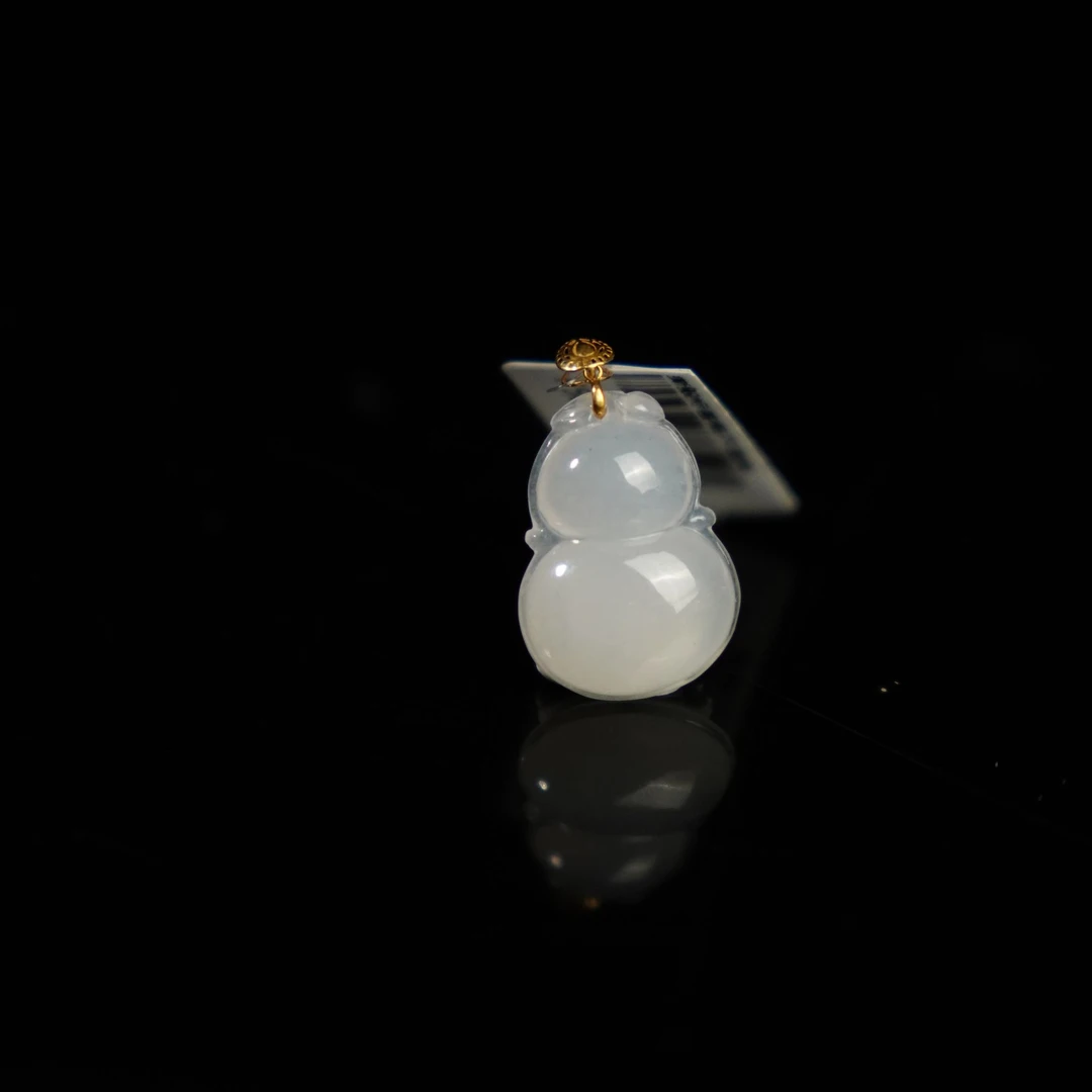 天然A货翡翠葫芦18k金吊坠