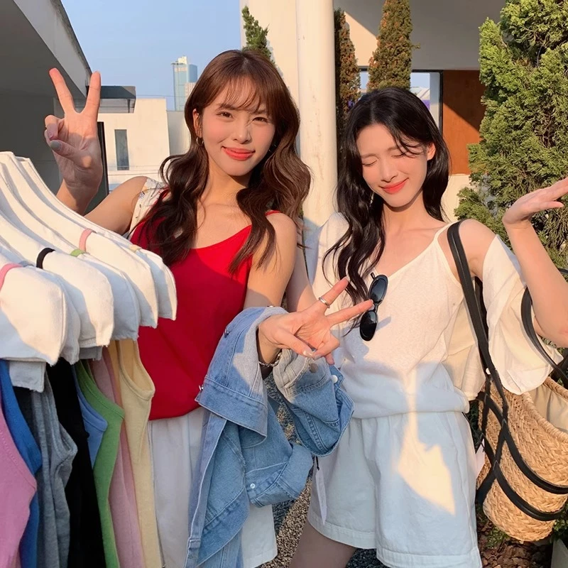 白色宽松吊带背心女内地2025夏季新款红色薄款通勤打底外穿上衣