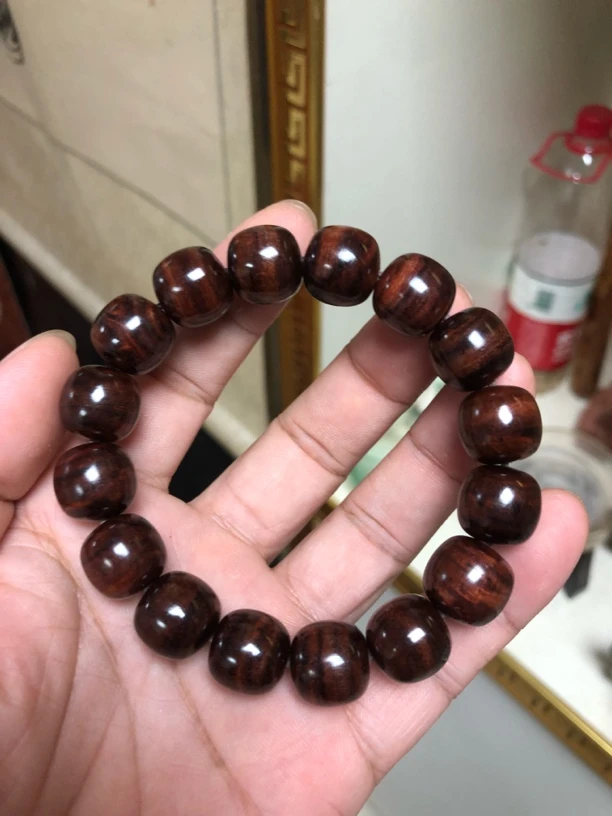 海南黄花梨野山料紫油梨13*14桶珠