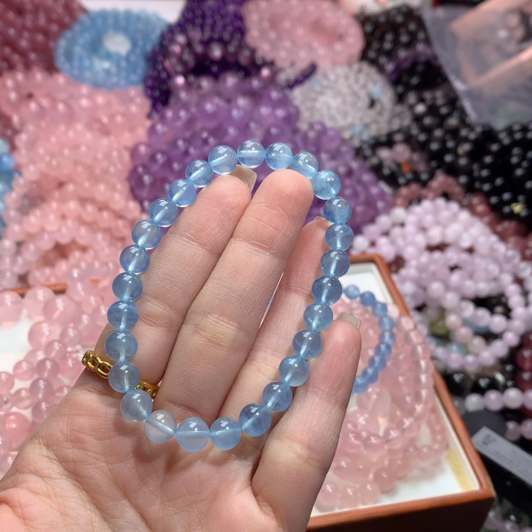 水晶手链未镶嵌冰川海蓝宝卡7+