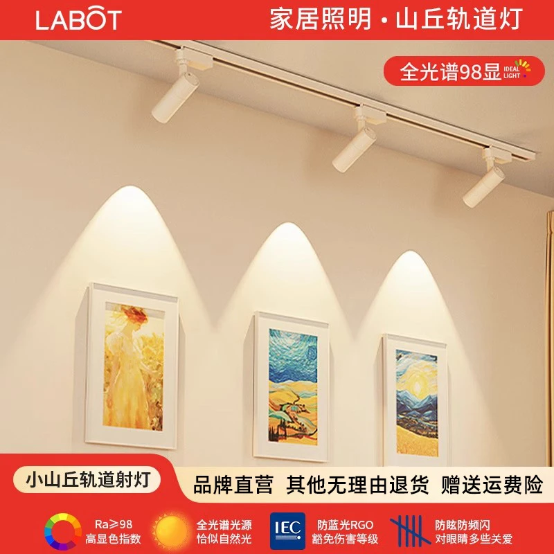 家用射灯客厅背景墙小山丘led轨道灯三色变光导轨式网红明装滑轨