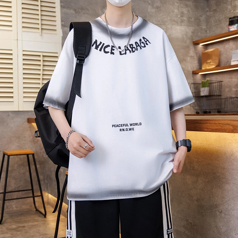 夏季新款青少年男孩帅气短袖t恤初高中学生宽松百搭休闲半袖上衣