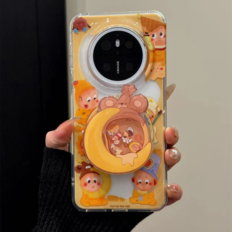 适用华为mate70pro手机壳苹果15pro可爱ins围边糖果星星人磁吸摇