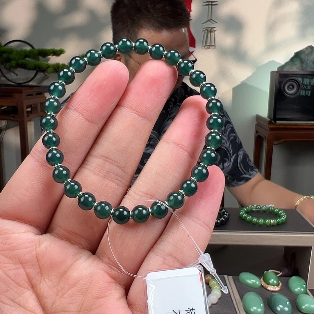 翡翠未镶嵌手链卡6mm